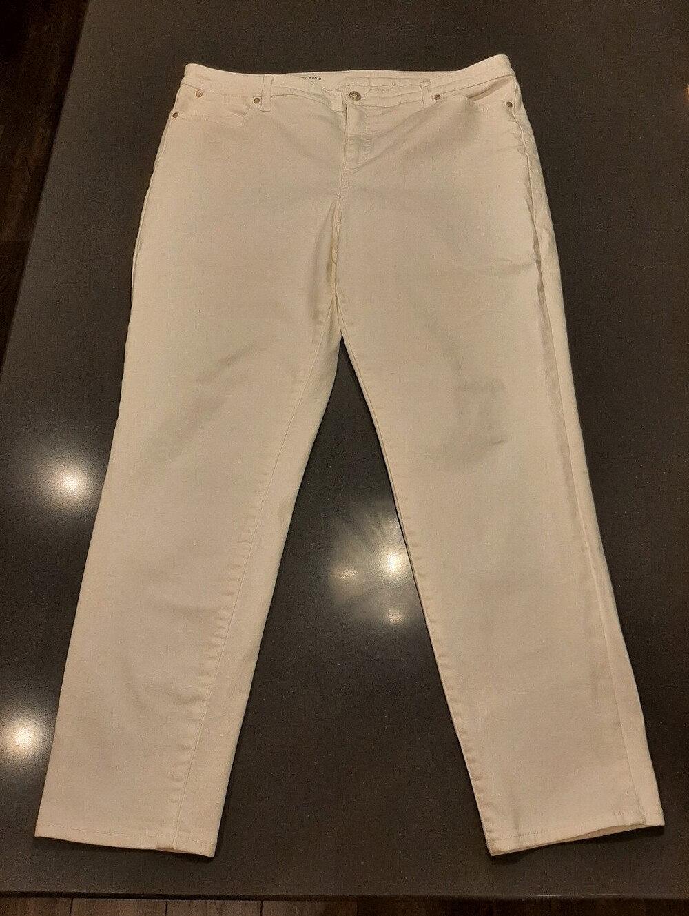 Talbots Flawless Slim Ankle Pants Size 16 White Stretch Cotton Jeans